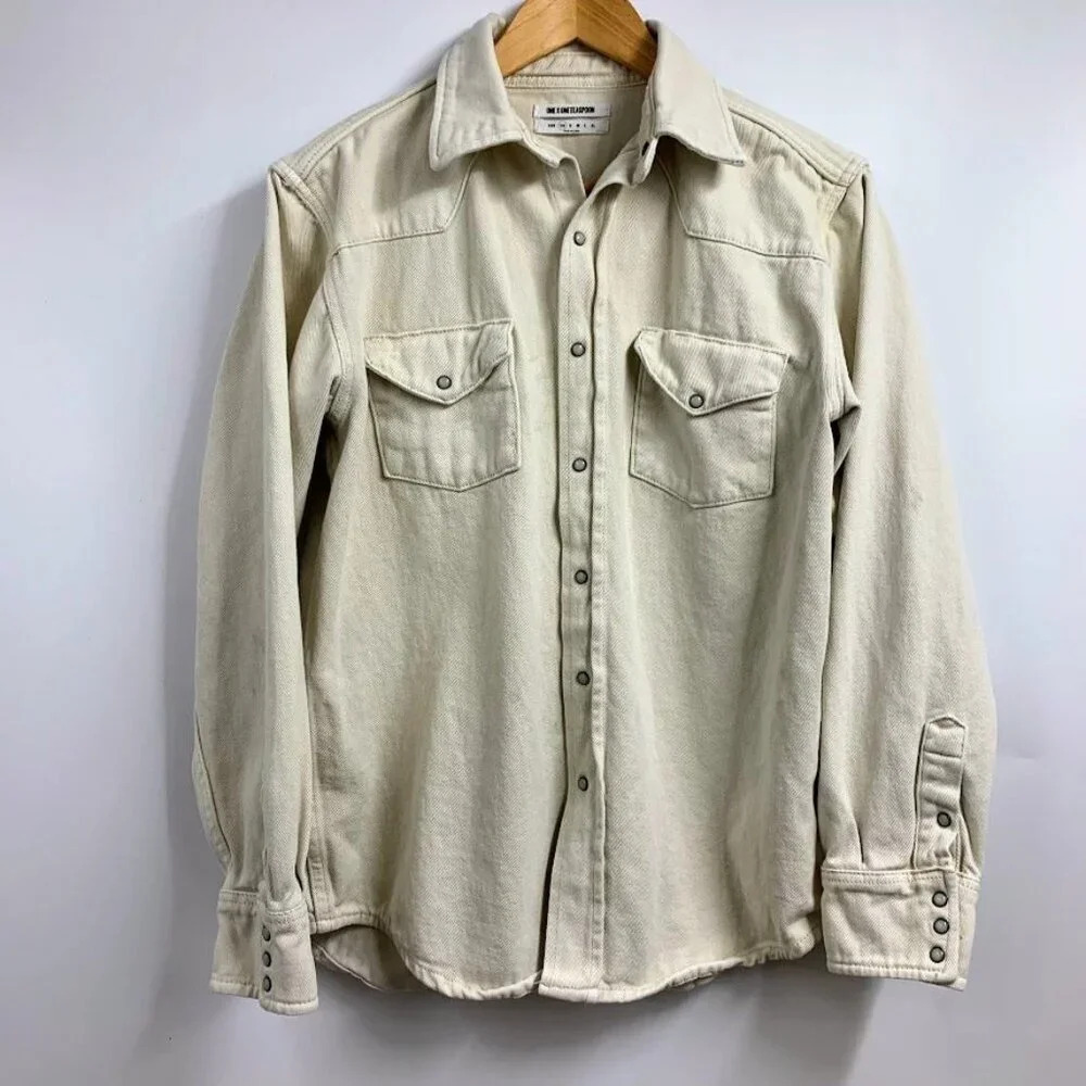One Teaspoon Women's Pearl Button Up Long‎ Sleeve Cotton Shacket Size XS